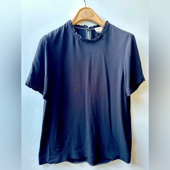 Kate Spade Ruffled blouse, Short Sleeve, Black, size 6 - Picture 2 of 7